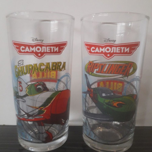 Disney Planes Soft Drink Glasses used, set of 2
