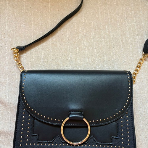 Black crossbody women's bag like new with gold details