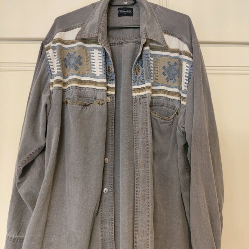 Jack Morgan boho tribal shirt size L like new, gray beige