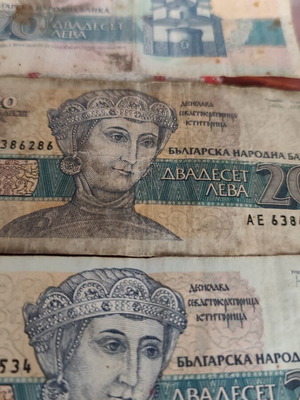 Банкнота от 20 лева употребявана, издадена 1991 г.