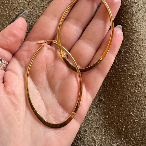 Steel gold oval hoop earrings used