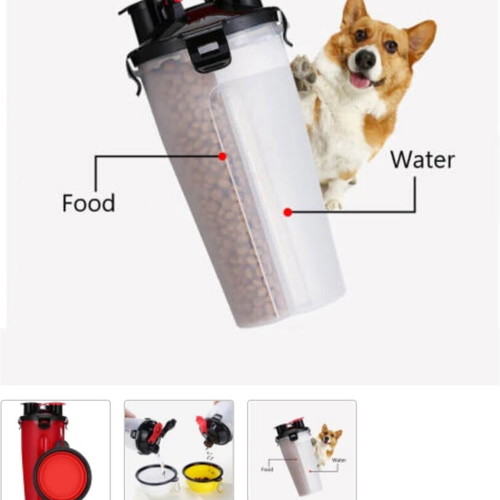 Pets water bottle and foldable bowl for dogs and cats 350ml like new