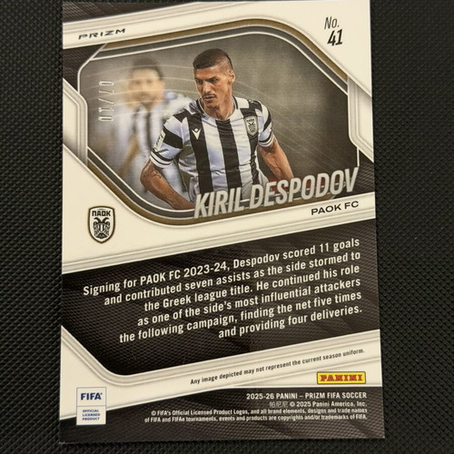 2025-26 FIFA Prizm Kiril Despodov Gold card like new