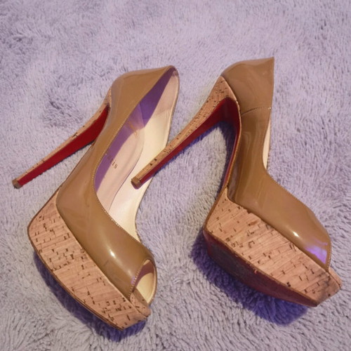 Christian Louboutin γόβες Lady Peep Cork μεταχειρισμένες, μπεζ, μέγεθος 39