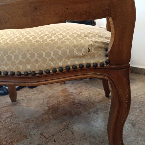 Chair solid wood classic carved used, needs upholstery repair