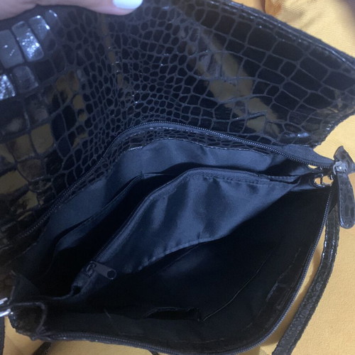 Black Croco Envelope Bag crossbody like new, patent leather