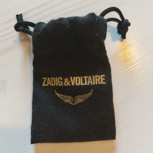 Zadig & Voltaire necklace with double chain and wing pendant, anthracite