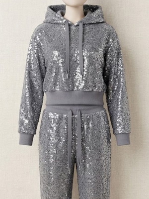 Velvet tracksuit set with sequins, medium