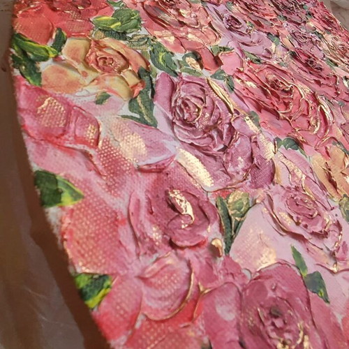 Painting with roses new, sculptural technique 50×30