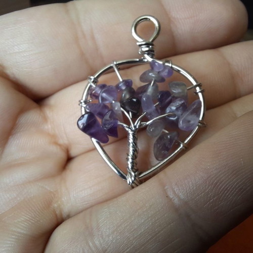 Tree of Life pendant made of natural amethyst crystal new