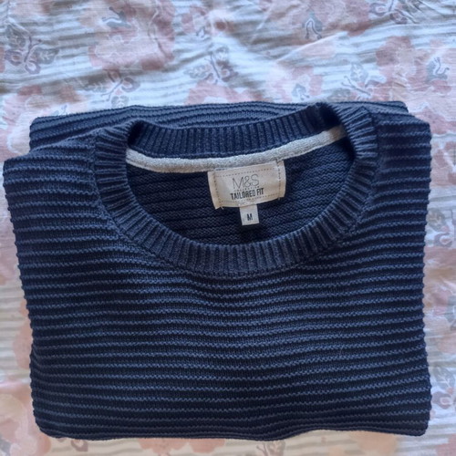 Marks & Spencer Tailored Fit sweater medium, 100% cotton, navy blue, like new