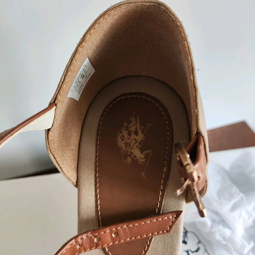 US Polo platforms like new, beige with red, white, blue details