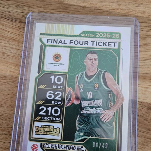 Kostas Sloukas Final Four Ticket 08/49 like new from Panini 2025-2026 Euroleague Contenders set