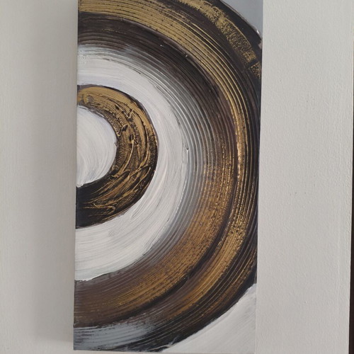 Set of 2 modern embossed abstract paintings like new