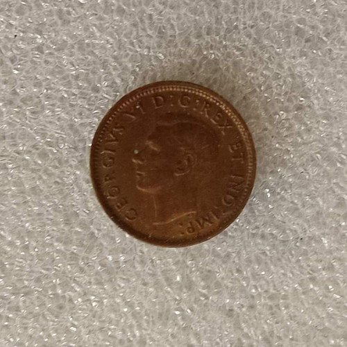 Canada 1 Cent Coin used, King George VI, maple leaves
