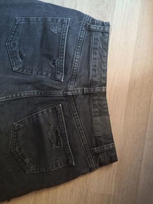 Bershka black denim shorts like new with rips, size XS