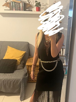 Zara dress like new with fringes and chest cutout, black