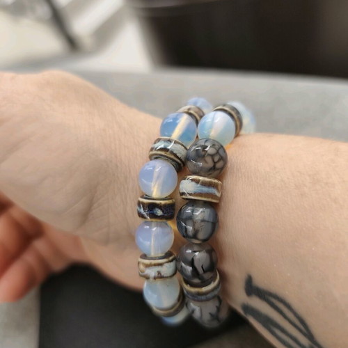 Opalite energy bracelet new, white and gray