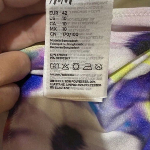 H&M Printed Bikini Bottom white with flowers, like new, size XL