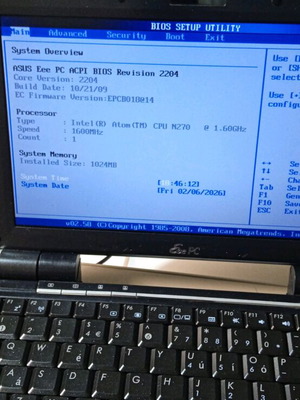 Asus Eee Pc 1000H used without battery and hard drive for repair