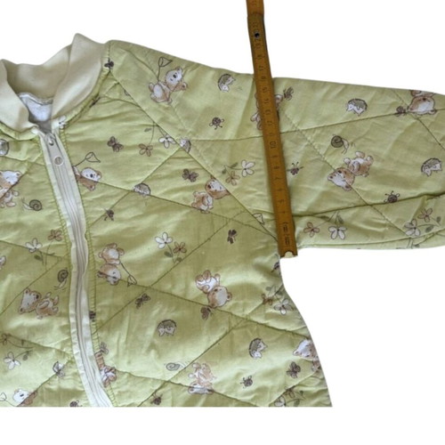 Baby quilted sleeping bag used, 0-6 months, green with bears