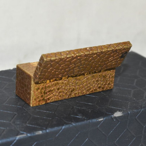 Vintage brass lipstick case with mirror used, retro vanity
