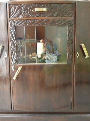 Antique buffet used with 3 marble tops and mirror from 1860