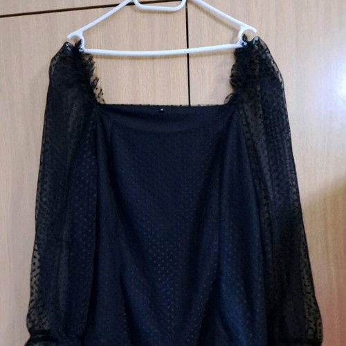 Blouse No 46 New Black With Tulle Sleeves