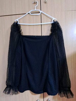 Blouse No 46 New Black With Tulle Sleeves