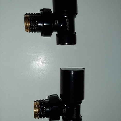 Angle valves for radiator or towel rail new black