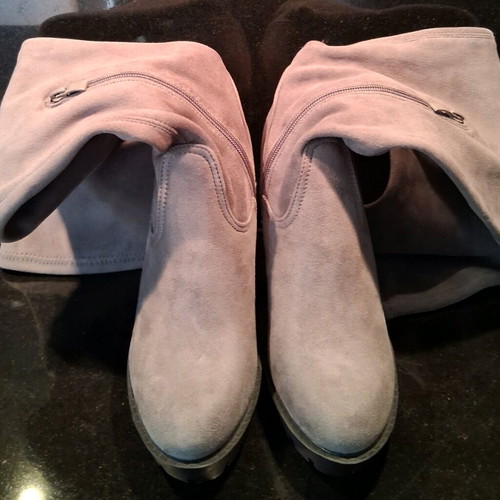 Grey boots size 36 new velour with thick heel