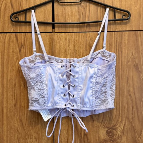 Bershka Women's Corset new, satin, adjustable straps, purple, XS-S