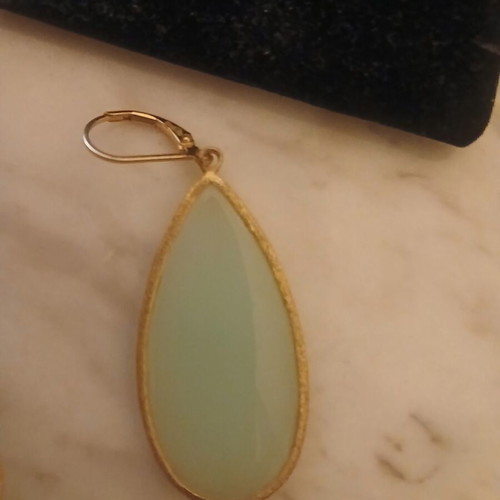 Oxette silver 925 earrings gold plated with turquoise crystal like new