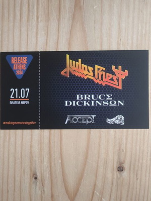Judas Priest Bruce Dickinson Accept concert ticket like new 21-7-2024