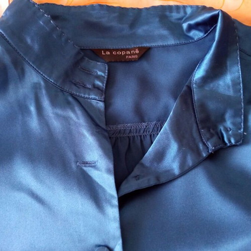 Satin shirt blue-noir, XL