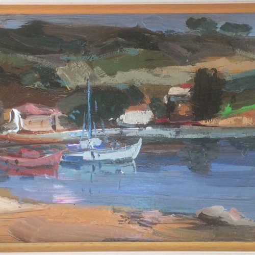 Oil painting Vas. Kolokythas 1948 with large frame new