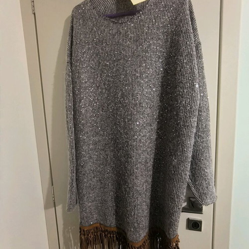 The Jerkins knitted dress new with fringes, gray multicolor one size