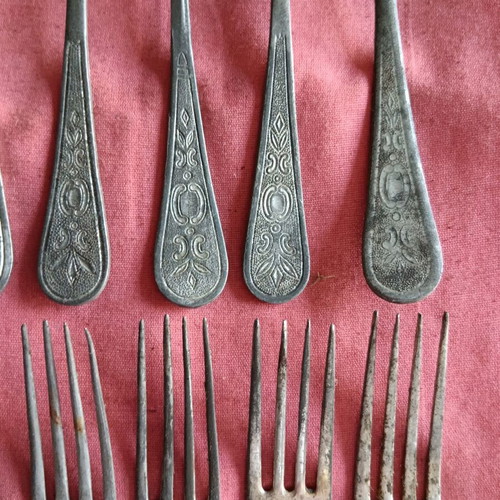 Vintage collectible forks set of 12 used with designs