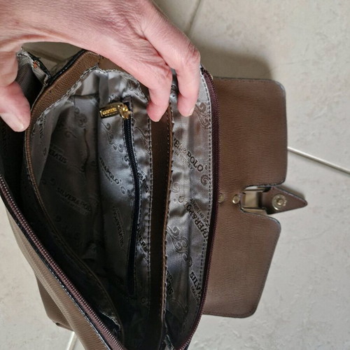 Silver & Polo brown hand bag new with snake pattern