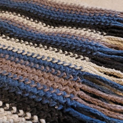 Wool scarf used blue-gray-black