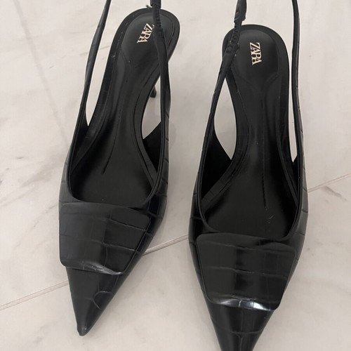 Zara black slingback pumps size 37 like new, 5 cm heel