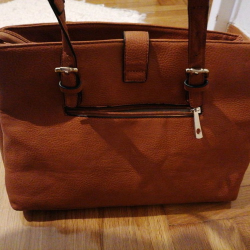 Shoulder bag new, tan brown, with 3 compartments and side loops