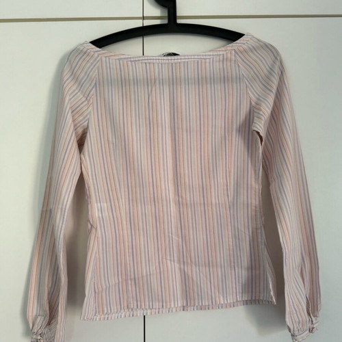 Topshop long-sleeve blouse like new, white multicolor