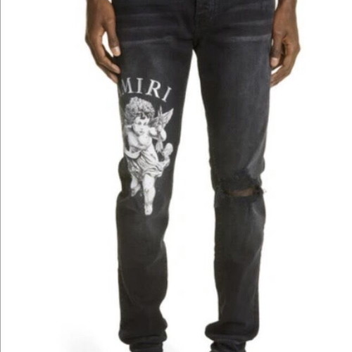 Amiri Cherub Print Skinny Jeans new, size XL