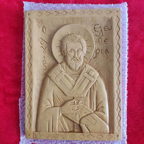 Saint Eleftherios Icon new, made of wax and mastic