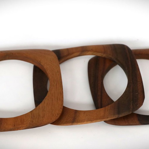 Set of 3 wooden handmade bracelets brown color from teak wood new