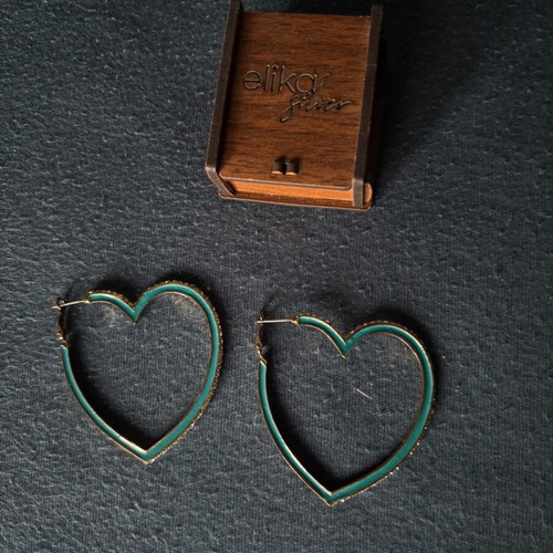 Turquoise heart earrings used, stainless steel