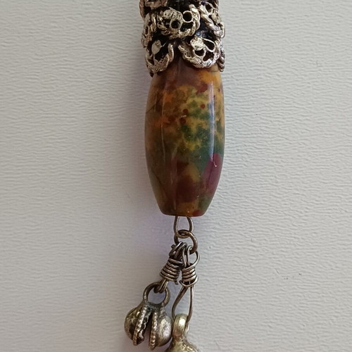Vintage ethnic tribal pendant amulet with jasper stone