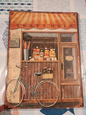 Vintage Paris Trattoria iron hanging plaque new 32x26 cm