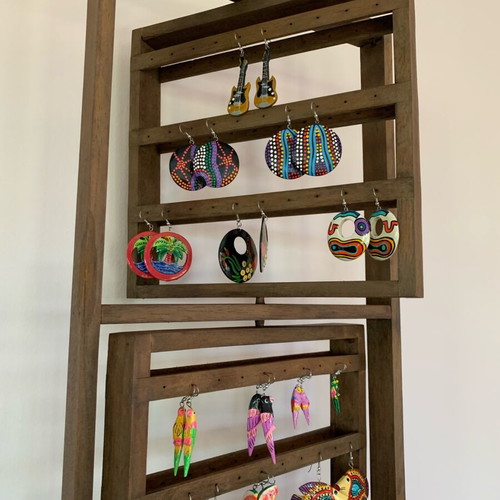 Wooden jewelry earring display stand new, rotating, large